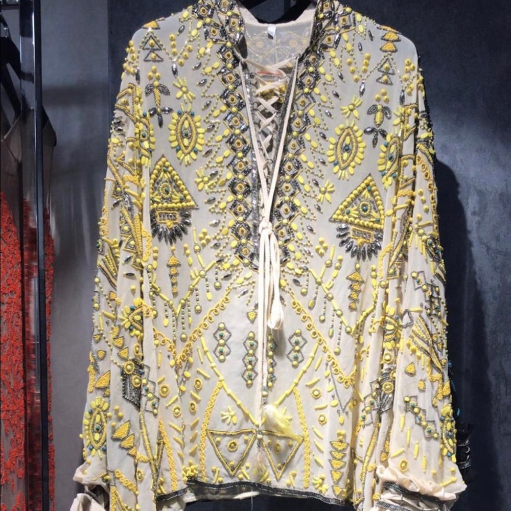 Hand beaded Indian poncho, super elegant